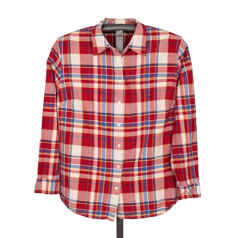 Lauren Ralph Lauren Women's 100% Silk Classic Western Plaid Top SZ 1X Equestrian